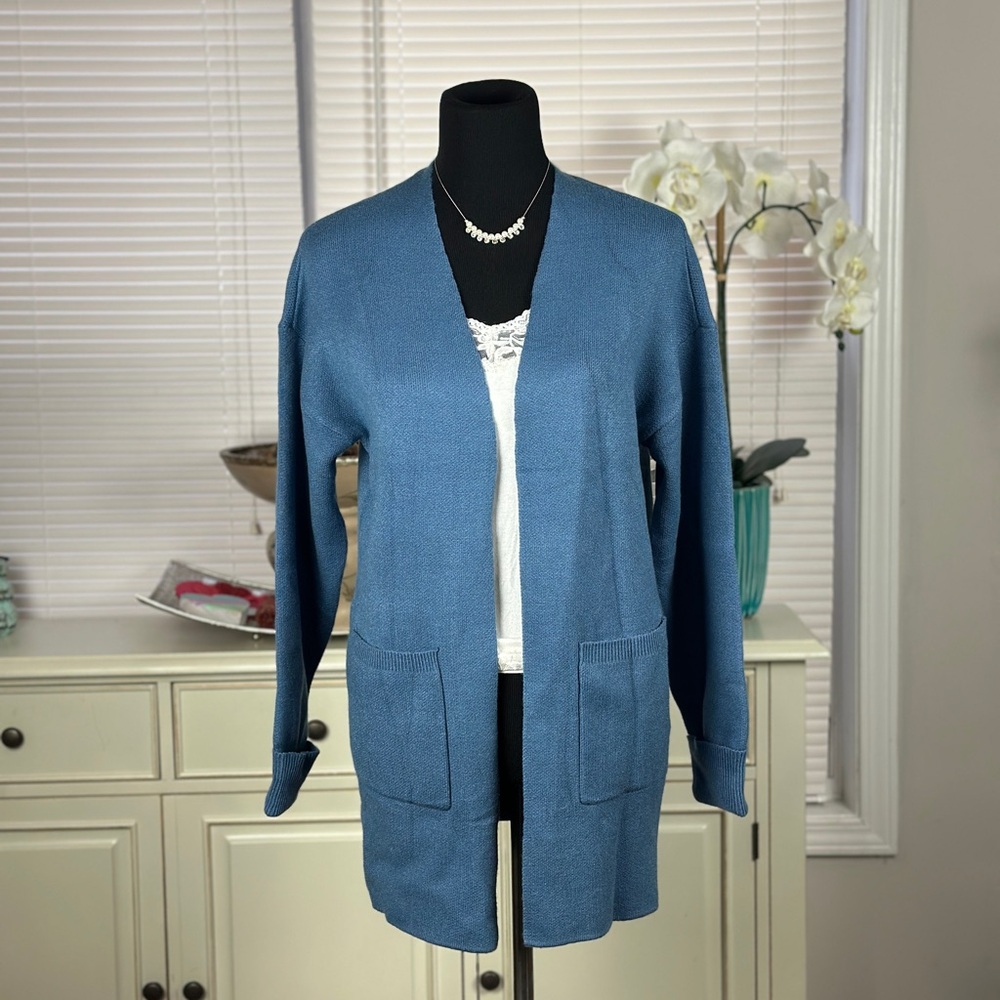 Blue Women's Open Front Cardigan Sweater